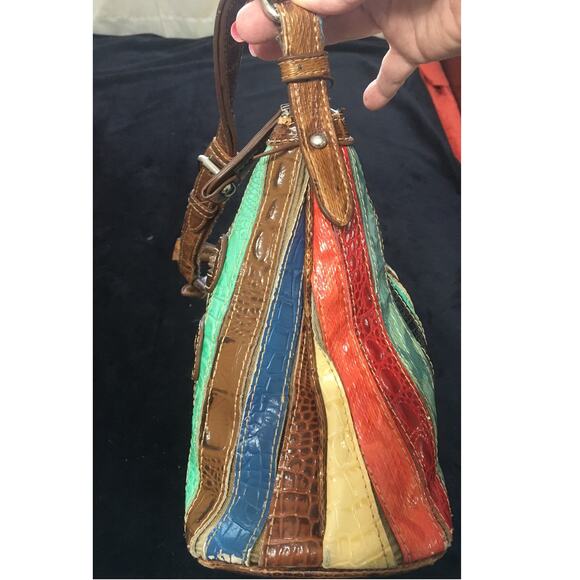 M.C. Marc Chantal Kirstin Multi Colored Croco Embossed Leather Hobo Bag Purse - Picture 5 of 13